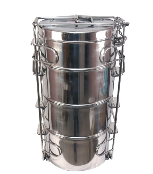 Stainless Steel Commercial Catering Tiffin 4 Containers / Tier, 4 Liters Each Container Capacity