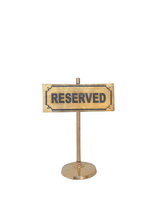 Load image into Gallery viewer, brass tableware reserved sign, heavy duty, premium brass serveware
