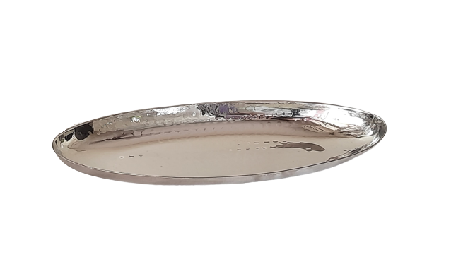 Stainless Steel Hammered Oval Deep Platter, Serve-Ware, 11.5