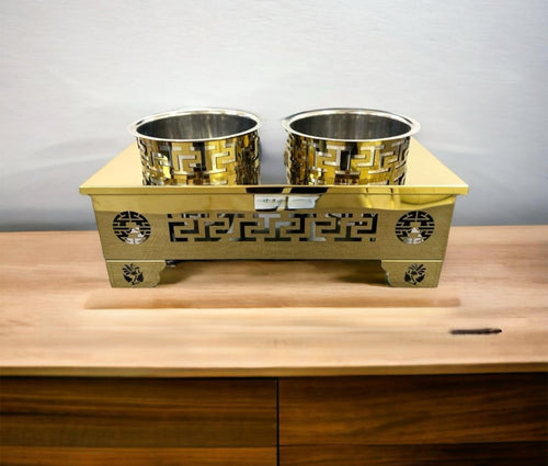 Gold finish pani puri set with 2 pots