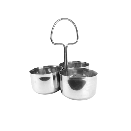Stainless Steel 3 Bowls Chomukha for Serving Food, 4.5