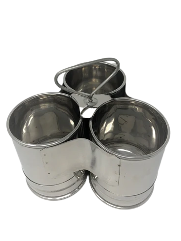 Deep Stainless Steel 3 Bowls Chomukha for Serving Food, 5