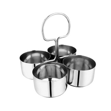 Charger l&#39;image dans la galerie, Stainless Steel Food Serving Set, 4 Bowls with Handle, Heavy Duty, 4&quot;

