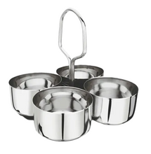 Charger l&#39;image dans la galerie, Stainless Steel Food Serving Set, 4 Bowls with Handle, Heavy Duty, 4&quot;
