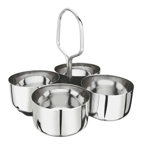 Stainless Steel Food Serving Set 4 Bowls with Handle Heavy Duty 4