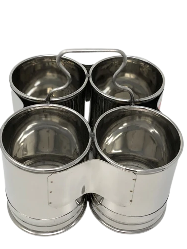 Stainless Steel Deep Food Serving Set, 4 Bowls, Heavy Duty, 5