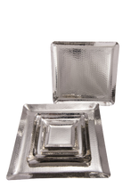 Load image into Gallery viewer, Stainless Steel Hammered Square Shape Serving Tray / Platter, 9&quot; x 9&quot;
