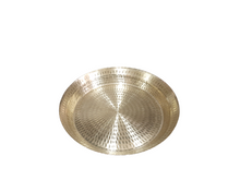 Load image into Gallery viewer, Pure Brass Round Decorative Display Tray, 14&quot;, Hammered Finish
