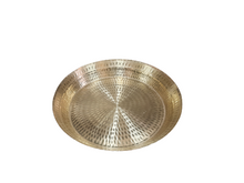 Charger l&#39;image dans la galerie, Pure Brass Round Decorative Display Tray, 14&quot;, Hammered Finish
