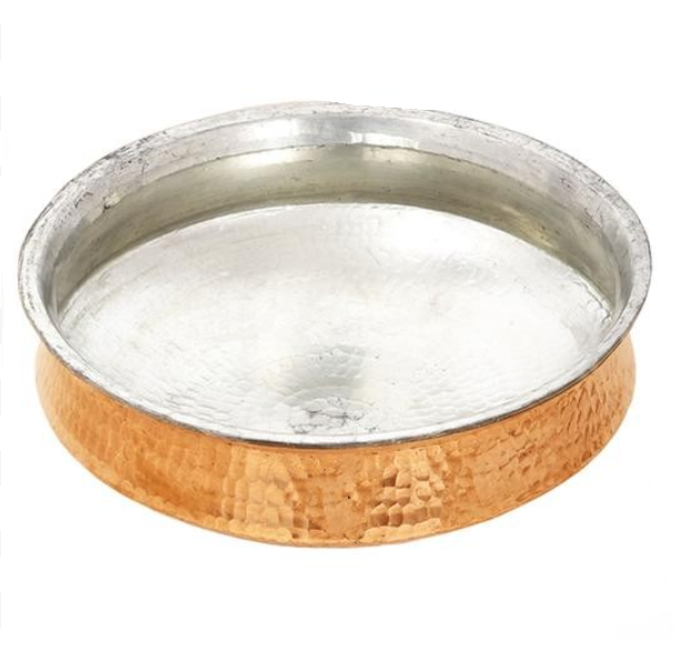 Copper Hammered Lucknowi Lagan or Handi for Cooking, Comes with Kalai / Tin Coating, 12