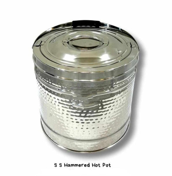 Huge Size Hammered Hot Pot Food Container, Stainless Steel, 50 Liters, Commercial, Twist Lock
