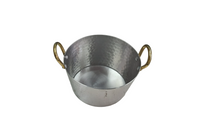 Charger l&#39;image dans la galerie, Stainless Steel Hammered Oval Serving Bowl comes with Double Sided Brass handle 950 ML, 5.75&quot;
