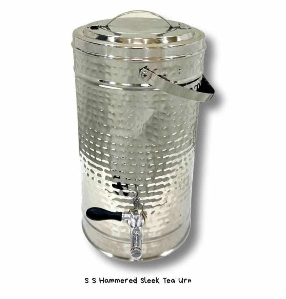 Stainless Steel Hammered Tall Sleek Design Tea Urn, 5 Liters, Twist Lock