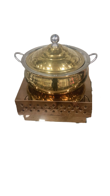PVD Coating Round Chafing Dish, Rose Gold, Gold Finish, Stainless Steel, 6 Liters