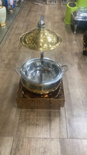 Load image into Gallery viewer, PVD Coating Round Chafing Dish with Stand &amp; Hanger, Rose Gold, Gold Finish, Stainless Steel, 6 Liters
