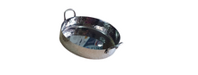 Charger l&#39;image dans la galerie, Round Flat Serving Pan with Solid Handle&#39;s, Hammered Finish, Stainless Steel, #3, 900 ML, 7&quot;
