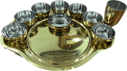 PVD Gold Coating Maharaja Thali Set, 10 Pieces Set, Stainless Steel