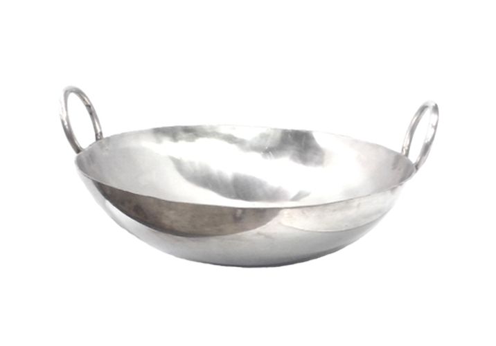 Round Stainless Steel Kadai Wok for Deep Frying / Cooking, 26