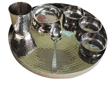 Charger l&#39;image dans la galerie, Stainless Steel Hammered Round Thali Set, Premium Dinnerware
