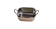 Load image into Gallery viewer, Stainless Steel Hammered Deep Square Serving Pan, Steel Handle, #1, 400 ML, 4.75&quot;
