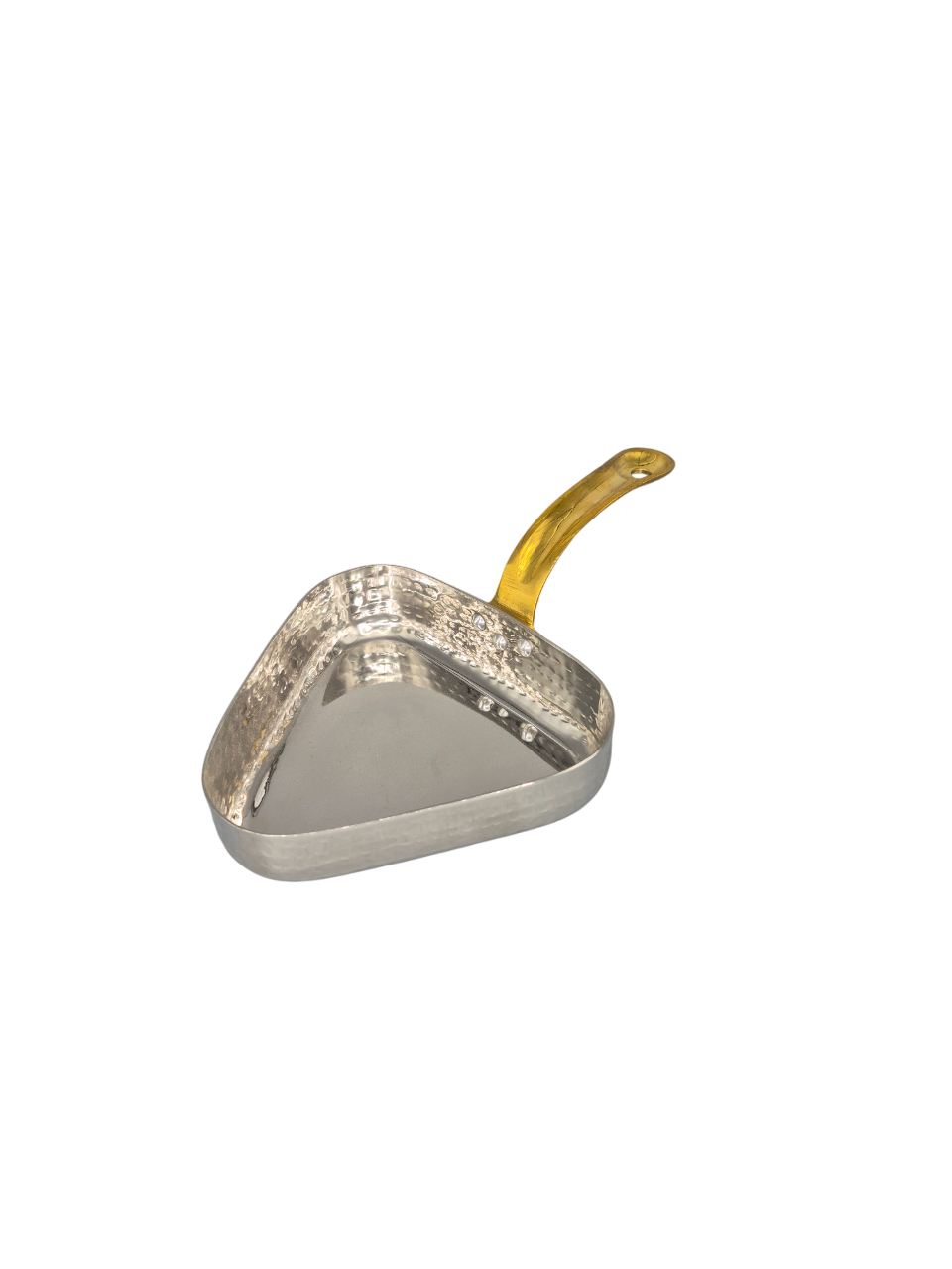 Stainless Steel Hammered Triangle Serving Pan with Brass Handle #1 – JS ...