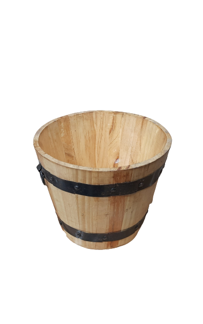 Wooden Ice Bucket or Champagne Bucket, Brown, 8.75