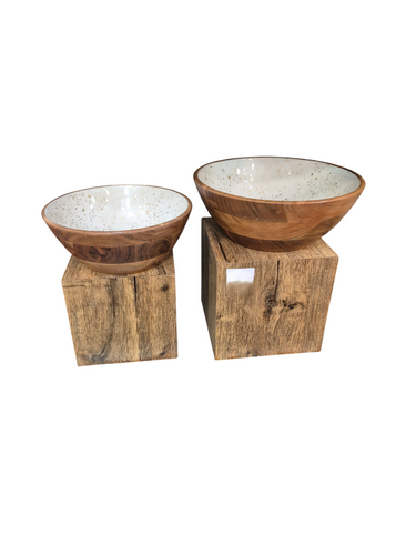 Wooden Riser Set with Bowls, Buffet Setup