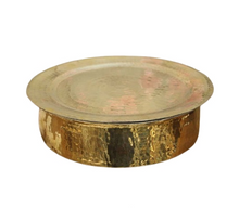 Charger l&#39;image dans la galerie, Brass Hammered Lagan / Lagaan For Cooking, 9&quot; Round, Comes with Tin Coating, 1 Liter
