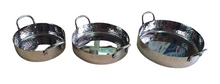 Load image into Gallery viewer, Stainless Steel Hammered Round Flat Serving Pan, #1, 300 ML, Steel Handle
