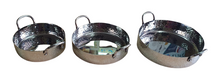 Load image into Gallery viewer, Stainless Steel Hammered Round Shape Serving Pan with 2 Solid Steel Handle&#39;s, #2, 600 ML, 6&quot;
