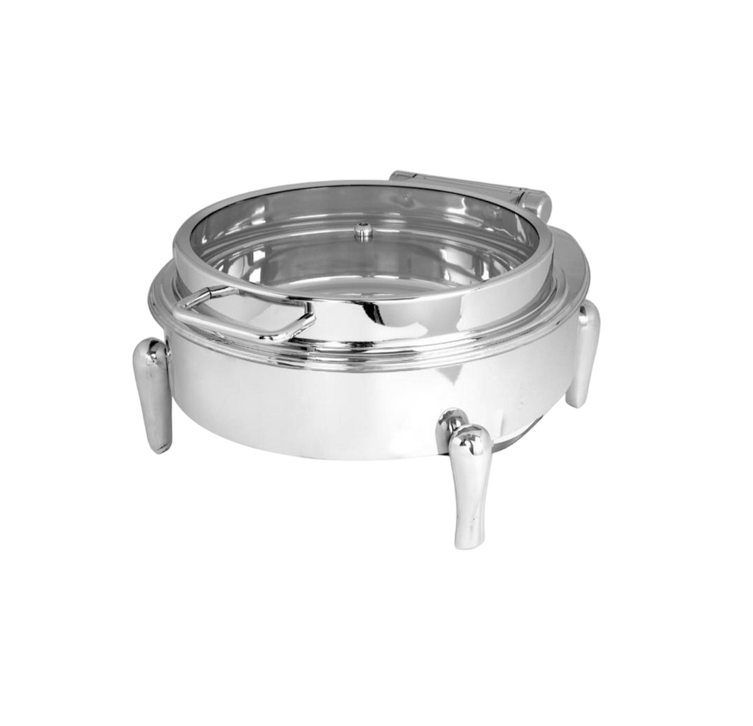 Full glass round chafing dish set, stainless steel hydraulic, neo legs