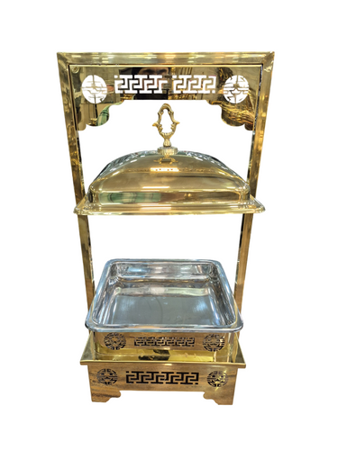 Square gold finish chafing dish, 7.5 liters, pvd coating