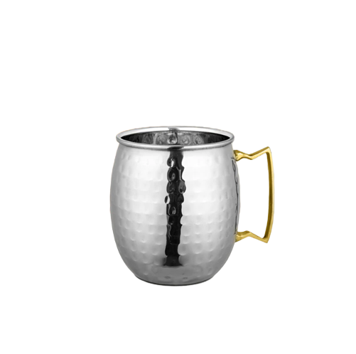 Stainless Steel Hammered Moscow Mule Mug with Brass Handle, 500 ML, Beer Mug
