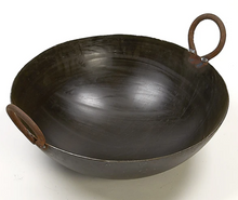 Load image into Gallery viewer, Iron Karahi Wok, Commercial Kitchenware, Multi-Purpose, Solid Handles, 22 Inch Diameter
