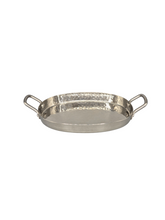 Load image into Gallery viewer, Stainless Steel Hammered Flat Oval Serving Pan
