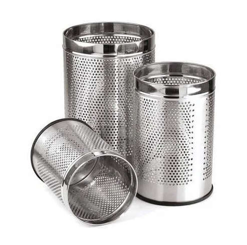 Stainless Steel Perforated Open Top Dustbin or Waste Baskets 7