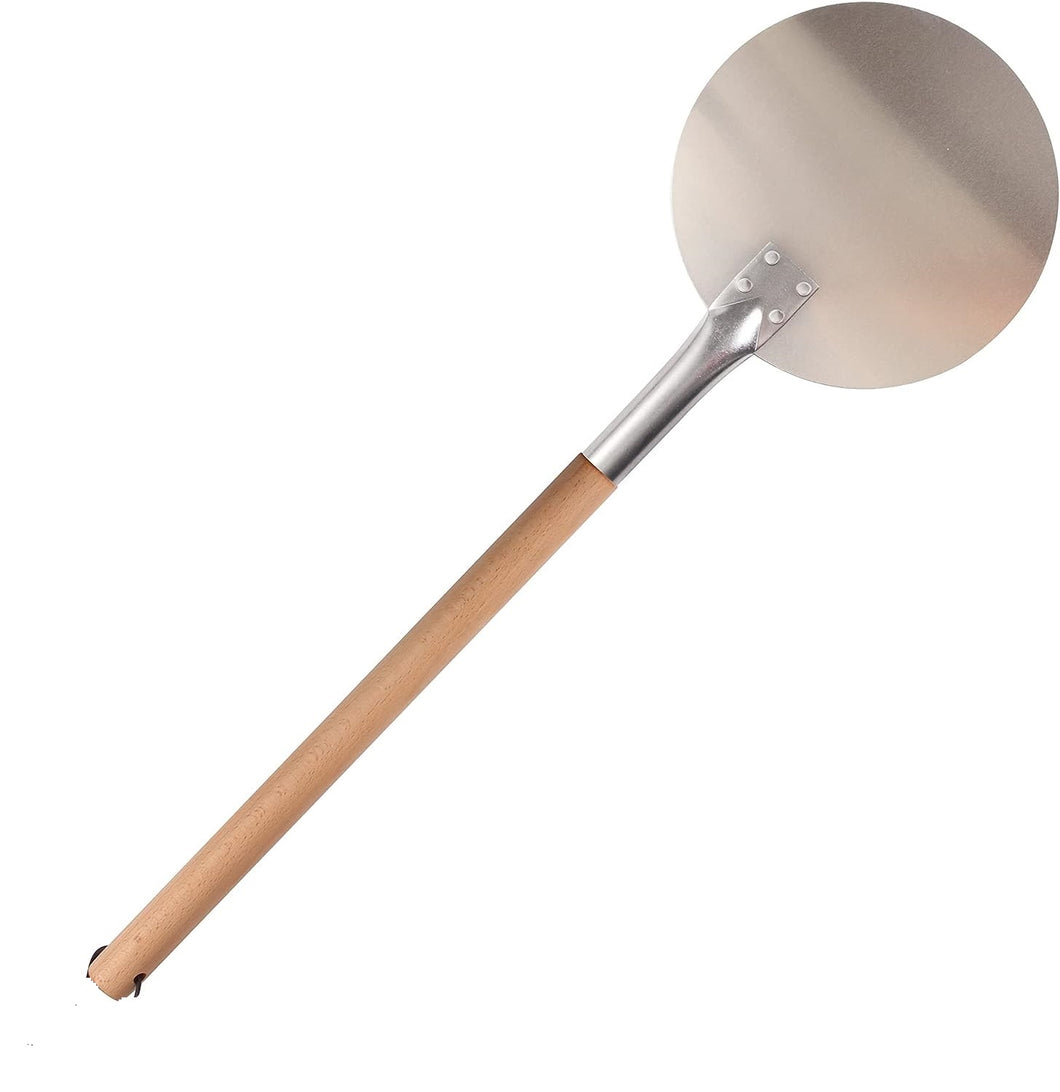 Long Wooden Handle Round Aluminum Pizza Peel or Paddle, 12