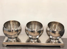 Load image into Gallery viewer, Stainless Steel Hammered Pani Puri Matka Set, 3 in 1, Buffet Display
