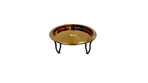 wire stand rose gold pvd coating salad stand, round border finish tray