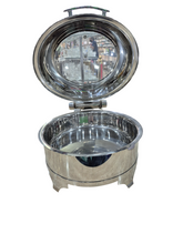 Charger l&#39;image dans la galerie, Electric Stainless Steel Round Hydraulic Chafing Dish, 5 Liters, Buffet Supply, Inbuilt Regulator, Glass Lid
