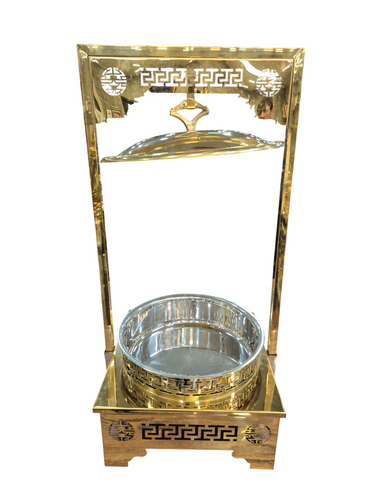 Gold finish round maharaja chafing dish, with hanger