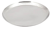 Load image into Gallery viewer, Round Stainless Steel Border Hammered Finish Plate or Platter, 9&quot;
