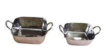 Load image into Gallery viewer, Stainless Steel Hammered Deep Square Serving Pan, Steel Handle, #1, 400 ML, 4.75&quot;
