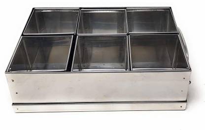 Stainless Steel Spice Box or Storage with 6 Large Container, 6