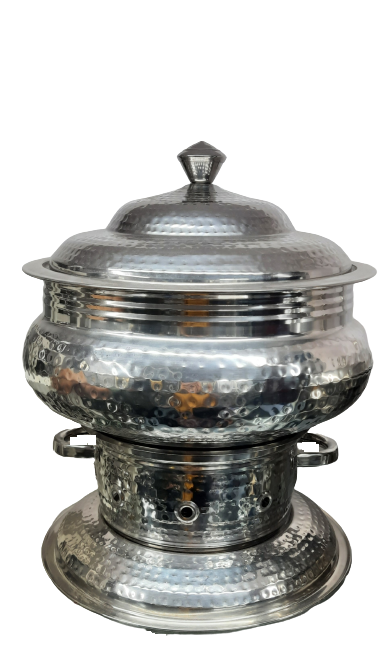 Stainless Steel Hammered Round Chafing Dish with Stand, 6 Liter's – JS ...