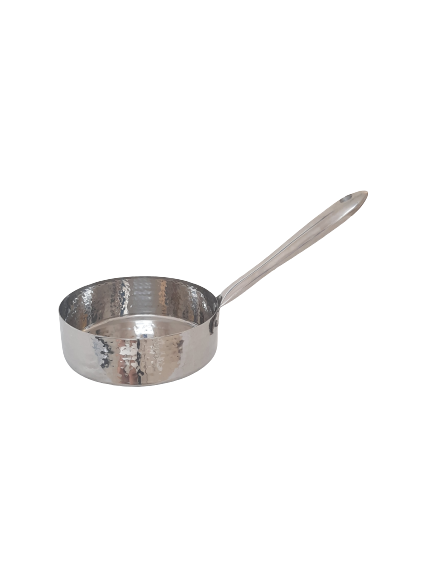 Big Size Hammered Stainless Steel Round Sauce Pan for Serve-ware, 1.4L, Long Handle