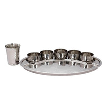 Load image into Gallery viewer, Stainless Steel Hammered Oval Shape Thali Set, 8 Pieces, 17&quot;, Pure Steel, Premium Quality
