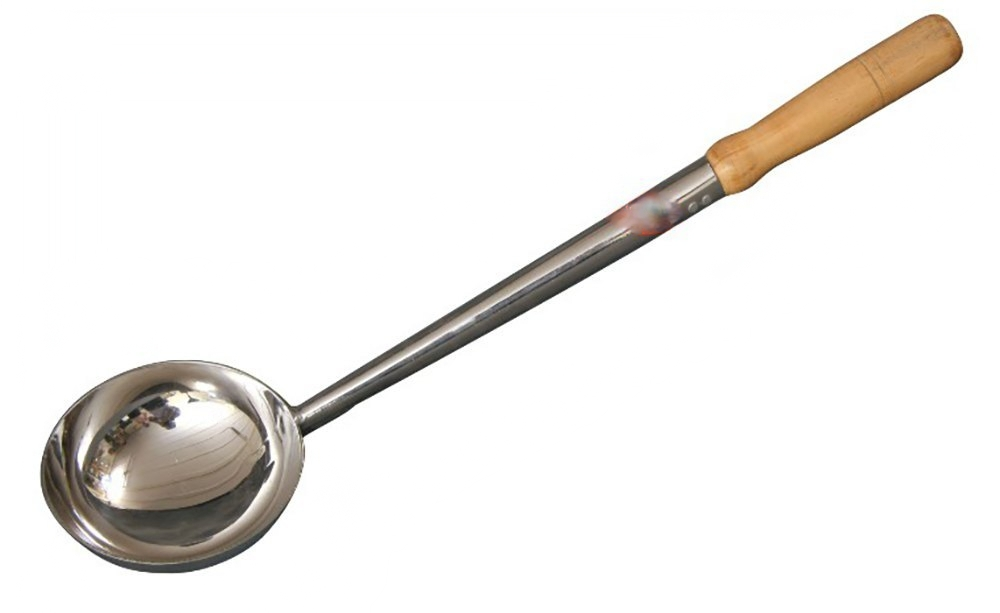 Stainless Steel Deep Round Ladle with Wooden Handle, 8