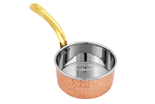 Charger l&#39;image dans la galerie, Hammered Copper Steel Serving Sauce Pan with Brass Handle #1, 450 ML
