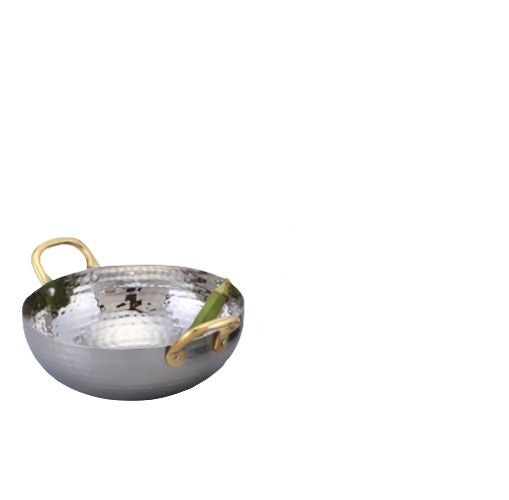 Hammered Serving Kadhai Pan with Double Sided Brass Handles #3, 950 ml, 6.5